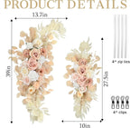 Ting's time Wedding Arch Flowers Artificial Silk Large Flower Swag Boho Styles Reception Backdrop Floral Decor for Wedding Party Ceremony, Pack of 2 (Beige)