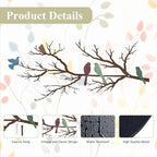 ESTART Metal Birds Wall Art, Metal Vivid Birds on Branch Silhouette Wall Decor Leaves with Bird Outdoor Hanging Wall Sculpture for Home Living room Bedroom Balcony Garden (Colorful, Small)