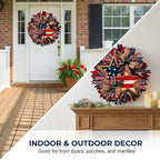 Patriotic Wreaths for Front Door, 250 Anniversary Wreath 4th of Red White and Blue Wreath, Memorial Day Flag Wreaths for Indoor Outdoor Porch Decory Holiday Decorative (#B)