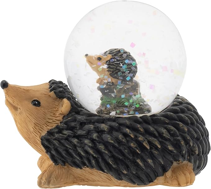 Elanze Designs Mommy and Baby Hedgehog Magical Whimsical Tabletop Dresser Nightstand Figurine Miniature 45MM Sturdy Polyresin Glitter Water Snow Globe Decoration
