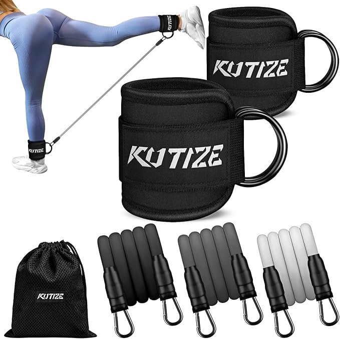 Ankle Resistance Bands with Cuffs for Women & Men - 3-Level Adjustable Leg & Glute Workout Equipment, Portable Home Gym Exercise Bands for Kickbacks, Hip Thrusts, Yoga, Strength Training