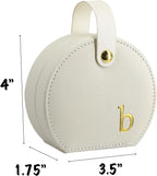 COLLECTIVE HOME - Travel Jewelry Case, Elegant Half-Moon Design with Gold Monogram, Detachable Handle, Personalized Accessory Organizer, Gift for Fashion-Forward Women and Teens (b)