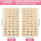 2 Pack Hanging Jewelry Organizer, 80 Clear Pockets earring organizer and storage, Accessories holder organizer for Closet, Jewelries, Necklace, Travel