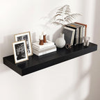 Venusmiles Floating Shelves for Wall, 36 Inch Wide x 12 Inch Deep Floating Shelves, Long Wood Floating Wall Shelf Shelves for Living Room Bathroom Bedroom Kitchen Home - (Black, 36" W x 12" D x 2" H)