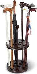 Asterom Handmade Wooden Stand for Walking Sticks & Umbrellas - Stylish Display Cane Stand Holder for Entryway (Walnut Color)