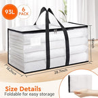 BlissTotes Moving Bags, 93L 6-Pack Storage Bags, Moving Box Heavy Duty Extra Large, Moving Totes with Zipper, Reinforced Handles Boxes for Packaging Moving, Decorative Wreath Storage