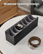 Lolalet 7 Compartments Belt Organizer, PU Leather Belt Storage with Soft Lining, Extra-Wide Slots for Men and Women, Fits Drawer, Closet & Entryway Cabinet -1 Pack, Black