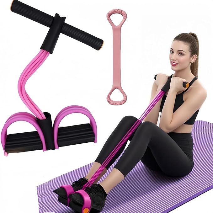 Resistance Bands for Exercise,6-Tube Elastic Yoga Pedal Puller Resistance Band, Natural Latex Tension Rope Fitness Equipment, for Abdomen/Waist/Arm/Leg Stretching Slimming Training