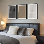 Framed Boho Neutral Abstract Wall Art, Set of 3 Modern Art Prints Paintings Artwork for Walls, Minimalist Black White Brown Geometric Pictures for Living Room, Dining Room, Bedroom Wall Decor 16x24 In