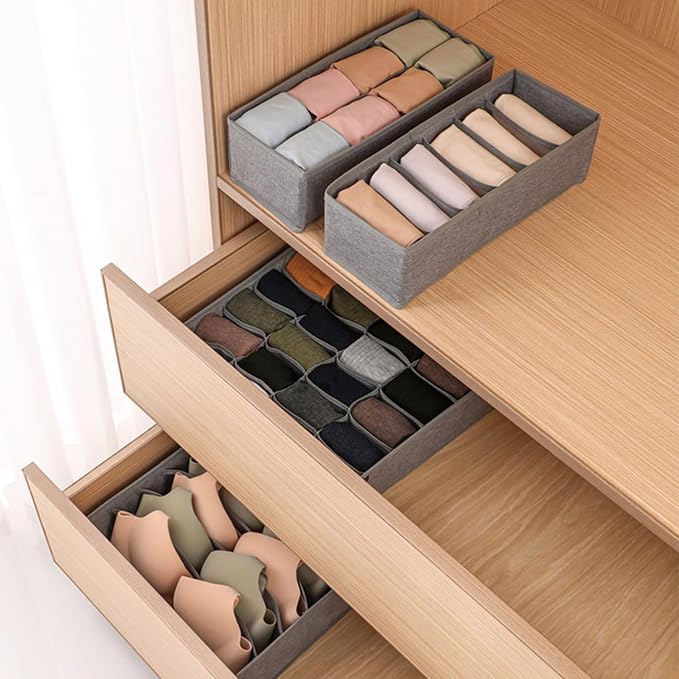 Dresser Drawer Organizer 8 Pack Clothes Underwear Sock Storage Light Gray Drawer Dividers Grey Foldable Closet Organizer Storage Box Dresser Drawer Organizers