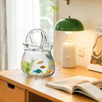 Glass Purse Vase for Flowers, Clear Bag Vase with Handle, Unique Handbag Shape Decorative Fish Bowl for Cute Room Table Shelf Decor, Wedding Centerpiece