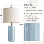 G-SAFAVA 20.5" Small Table Lamps for Living Room Lamp Set of 2 Ceramic Lamps for Bedroom Bedside Lamps Modern Boho Lamps for Night Stands Farmhouse Nightstand Lamp Side End Table Lamp, Light Blue
