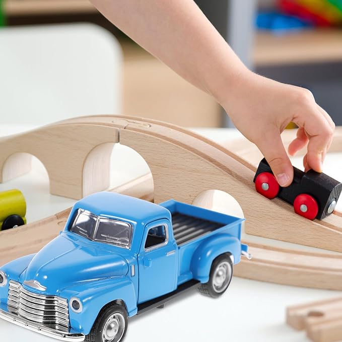 NUOBESTY Old Pickup Truck Figurine - Vintage Alloy Car Vehicle Toy Sky-Blue Retro Ornament for Christmas Table Centerpiece, New Year Birthday Decoration