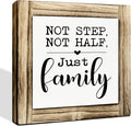Family Wood Signs, Decorative Wooden Box Signs, Farmhouse Desk Sign Decor, Warm Home Decor, Blended Families Gift, Stepdad Stepmom Gift, Not Step Not Half Just Family Sign, 5.9×5.9 inches