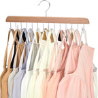 JOHOUSE Belt Organizer for Closet Max 42 Belts, Wooden Sports Bra Hanger Tie Rack with 14 Hooks for Men Women Tank Top, Scarf Closet Storage