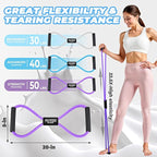 Figure 8 Resistance Bands for Women Men, Exercise Bands with Handles, 8 Shaped Resistance Bands for Back, Arm, Chest & Shoulder Workout, Home Gym Equipment for Yoga, Pilates, Physical Therapy