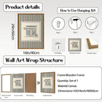 Vintage Striped Bookshop Wall Art, Retro Black and White Pictures Wall Decor College Minimalist Canvas Prints Paintings for Bathroom Bedroom Living Room 16x24 inch Framed