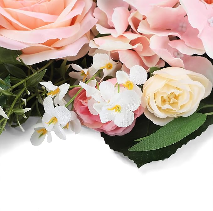 Artificial Peony Flower Swag, 29.6in Faux Eucalyptus Leaves Corner Rose Floral Swags, Artificial Mirror Flower Chair Back Flower Swags for Sheer Drapes, Wedding Chair, Arbor, Wedding(Pink)
