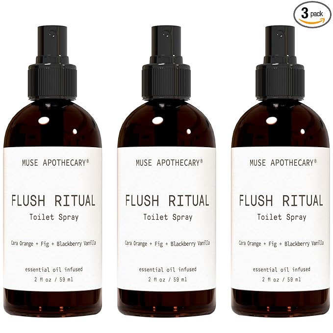 Muse Apothecary Flush Ritual - Aromatic & Refreshing Toilet Spray, Use Before You Go, 2 oz, Infused with Natural Essential Oils - Cara Orange + Fig + Blackberry Vanilla, 3 Pack
