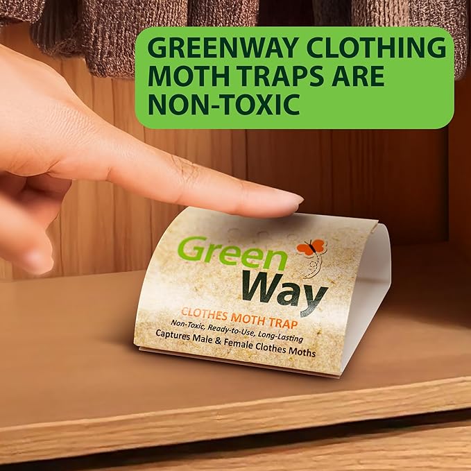 Greenway Clothing Moth Traps with Powerful Pheromone Lures for Effective, Odor-Free Closet Protection, Non-Toxic, Eco-Friendly & Long-Lasting Solution, 1 Packs (Includes 2 Traps & 2 Lures)
