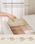 SONGMICS Set of 4 Drawer Organizers, Closet Organizers for Underwear, 80 Cells, Foldable Sock Holders, 11.8 x 11.8 x 3.9 Inches, for Storing Socks, Ties, Belts, Sand Beige URUS011K01