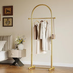Metal Small Clothes Rack, Arched shape gold Clothing Racks for Hanging Clothes,Heavy Duty Garment Rack for Small Spaces Modern Coat Rack Stand for Entryway, Bedroom (gold)