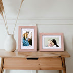 Egofine 4x6 Picture Frames Set of 4, Made of Solid Wood Covered by Plexiglass 3x4.5 and 3.5x5 with Mat or 4x6 without Mat, for Table Top Display and Wall Mounting Photo Frame, Peach Pink