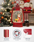 12.6 Inch Large Christmas Snow Globes, Snow Globe Christmas with Santa, Glittering Snow Globe Lantern with Timer, Musical Christmas Snow Globe for Christmas Decor(Santa)