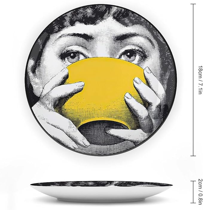 Lina Cavalieri Plate, Wall Decorative Plate, Mysterious Face Plate Wall Hanging Decoration,Including Bracket And Special Spring HooK,style-13,7inch
