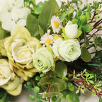 Artificial Greenery Flower Swag, Fake Eucalyptus Rose Flower Swag for Door Lintel Spring Summer Arch Flower Swag for Wedding Home Party Table Door Wall Decor