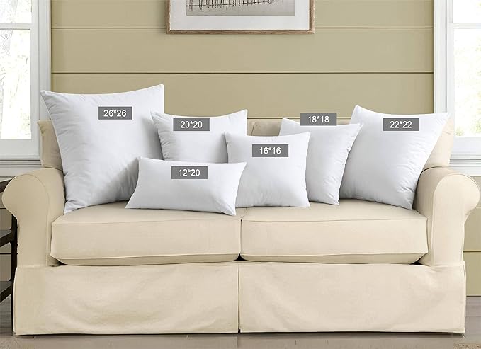 puredown® Feathers Throw Pillow Inserts Set of 2 for Couch, Recliner, Bed Decor, Square, 16 x 16 inch