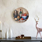 Decorative Ceramic Plates, 10 Inch, Cheese Makes Wine Taste Better Round Display Plate, Handmade Ceramic Ornament, for Wall Hanging Living Room Bathroom Decor Gift