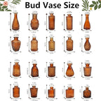 Amber Glass Bud Vases Set of 20,Small Flower Vases for Wedding Centerpieces,Mini Bud Vases in Bulk Amber Glass Vase for Table Decoration,Home Decor