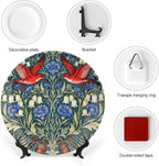 William Morris Forest Wildflower And Birds Fashion Plates Decor for Festival Table Office Customize Halloween Idea Gifts Ceramic Salad Plates Including Bracket And Special Hook, Multi Sizes