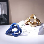 LCCCK Infinity Knot Sculpture Blue Knot Decor Object, Abstract Knick Knacks Coffee Table Modern Statue, Navy Blue Sculpture for Home Living Room Table Ornaments and TV Stand Bookshelf Decorative