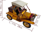 YCHTEWY-Iron Classic Yellow Vintage car Model Collectible Vehicle Decoration, Metal Vintage car Christmas Decor ，Unique Blend of Vintage, Rustic, Farmhouse Vintage car Decor for Table Top Decor. (F)