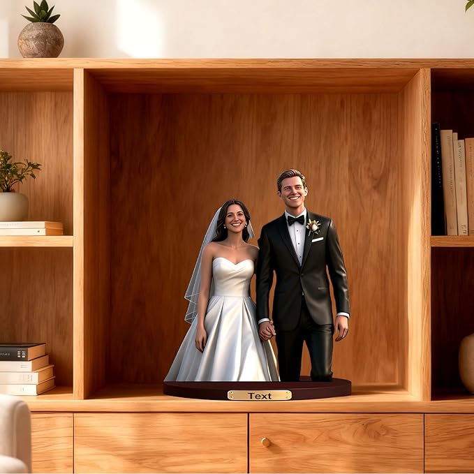 Personalized 3D Cartoon Wedding Photo Desktop Display Custom Newlyweds Anniversary Desk Ornament Bedside Table Decoration Gift'S For The Groom Bride Son And Daughter (Wedding cartoon)