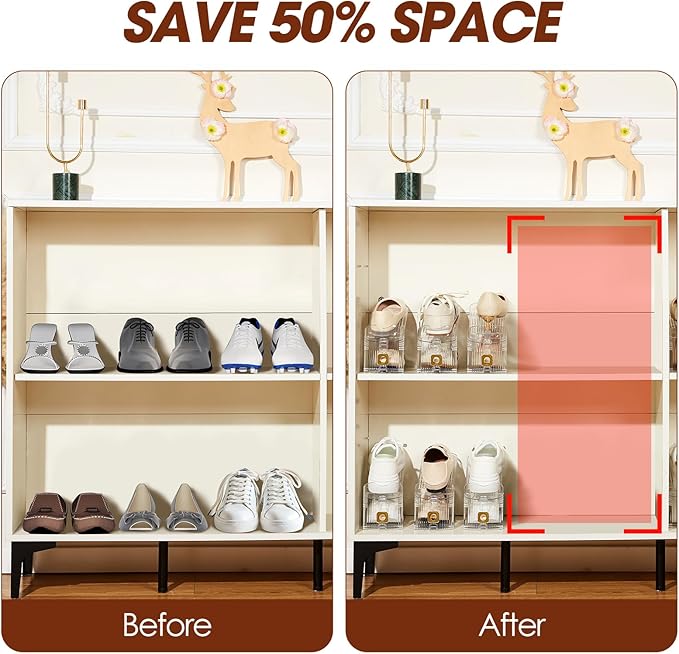 20 Pack Shoe Slots Organizer,Adjustable Shoe Stackers for a Pair of Shoes Double Deck Shoe Rack Holder for Closet