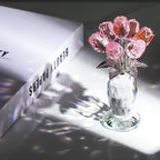 Movdyka Glass Rose Flower Pink Roses Bouquet Home Decor Crystal for Mom Wife Collectible Blown Glass Figurines Desk Ornaments Wedding Decor Romantic Gifts for Women