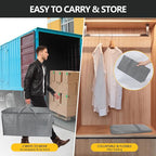 Extra Large Storage Bags Set Heavy Duty Moving Totes with Handles, Waterproof Dual-Way Carrying Design Fold Flat Storage Totes For Effortless Moving, (Gray, 12 Park-2 Moving bag & 10 Vacuum Seal Bags)