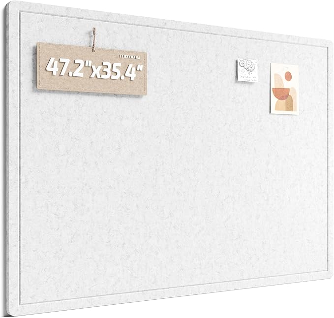 Fluxynara Large Bulletin Board, 47.2" x 35.4" Cork Board Alternative with 24 Safe Removable Adhesive Tabs, Foldable Felt Pin Board for Home Office, Classroom, Bedroom,Entryway for Walls—Aqua Blue