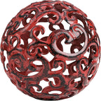 Metal Decorative Sphere for Home Decor - Decorative Balls for Shelves, Centerpiece Bowls, Bookshelf - Decoration Orbs Accents for Living Room, Bedroom - Fancy Red Shelf Spheres