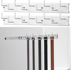 Blulu 2 Pcs 13.8'' Sliding Tie Rack Hangers for Closet, 9(Total 18) Tie Pull Out Wall Mounted Extending Sturdy Metal Belt Organizer Holder for Men Belt Storage, Sliver