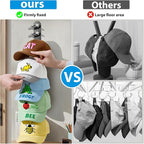 4 Pack Hat Organizer for Baseball Caps, Hat Rack for Wall Hold Up to 40 Hats, Hat Holder with Strong Adhesive and Screws,Cap Organizer Hat Hanger Display for Door Closet Bedroom(4pcs,B-Black)