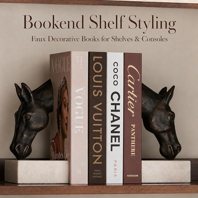 PROBENEX 4 Pcs Decorative Books | Not for Storage, Cardboard Box, Assembly Required, Photography Props, No Real Book | Modern Coffee Table, Minimalist Home Room Decor, Home Staging, Magazine-Ready