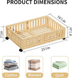 Bamboo Under Bed Storage with Wheels,Rolling Underbed Shoe Organizer Box for Shoes,Blankets,Toys,Clothes Container Space-Saving Bins for Bedroom,Closet,Dorm,Nursery