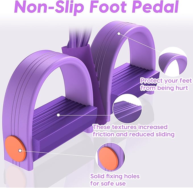 Resistance Bands with Handles, 6-Tube Elastic Foot Pedal Resistance Band, Natural Rubber Ankle Puller Sit-up Exercise, Multifunction Fitness Bands for Abdomen, Waist, Arm, Leg Stretching Training
