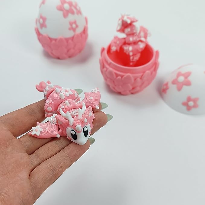 Enchanted 3D Egg with Miniature Inside - Handcrafted Printed Collectible | Fantasy Decor & Gift (Cherry Blossom Dragon & Egg (Box))