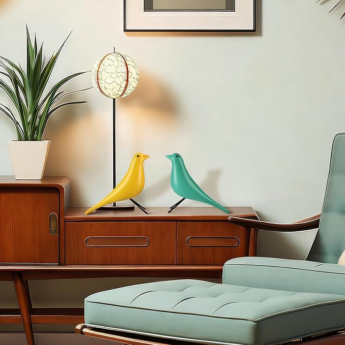 AceOrbit 3 Pcs Mid Century Modern Decor Medieval Table Decor Large Ceramic Birds Orange Blue and Yellow Ceramic Birds for Home Office Table Desktop Bookshelf Mantelpiece Shelf Centerpiece
