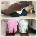 Hat Organizer -2 PacK | Wood & Metal Hat Rack Holds 14 Caps | Space-Saving Closet Shelf Organizer for Bedroom, Dresser, Entryway